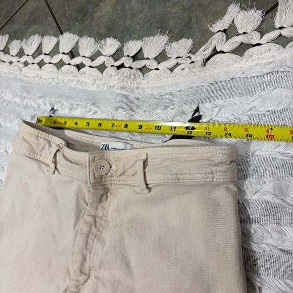 Zara Womens Beige Rise High Jeans Sz 10 The Marine Straight Casual Preppy Comfy - Picture 8 of 11